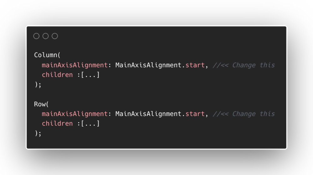 Axis alignment of Columns and Rows in Flutter